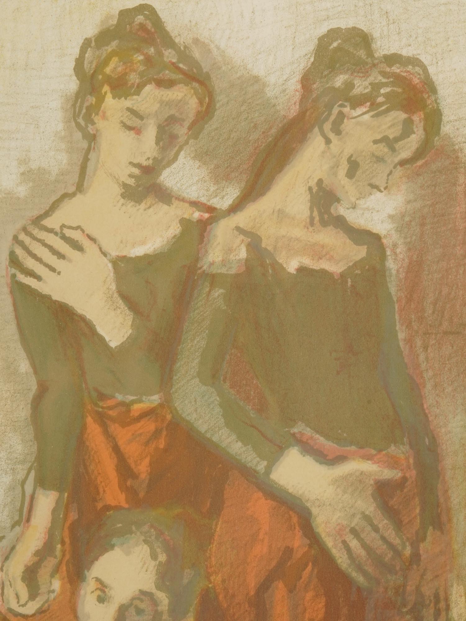 MOSES SOYER AMERICAN COLOR LITHOGRAPH OF DANCERS PIC-2